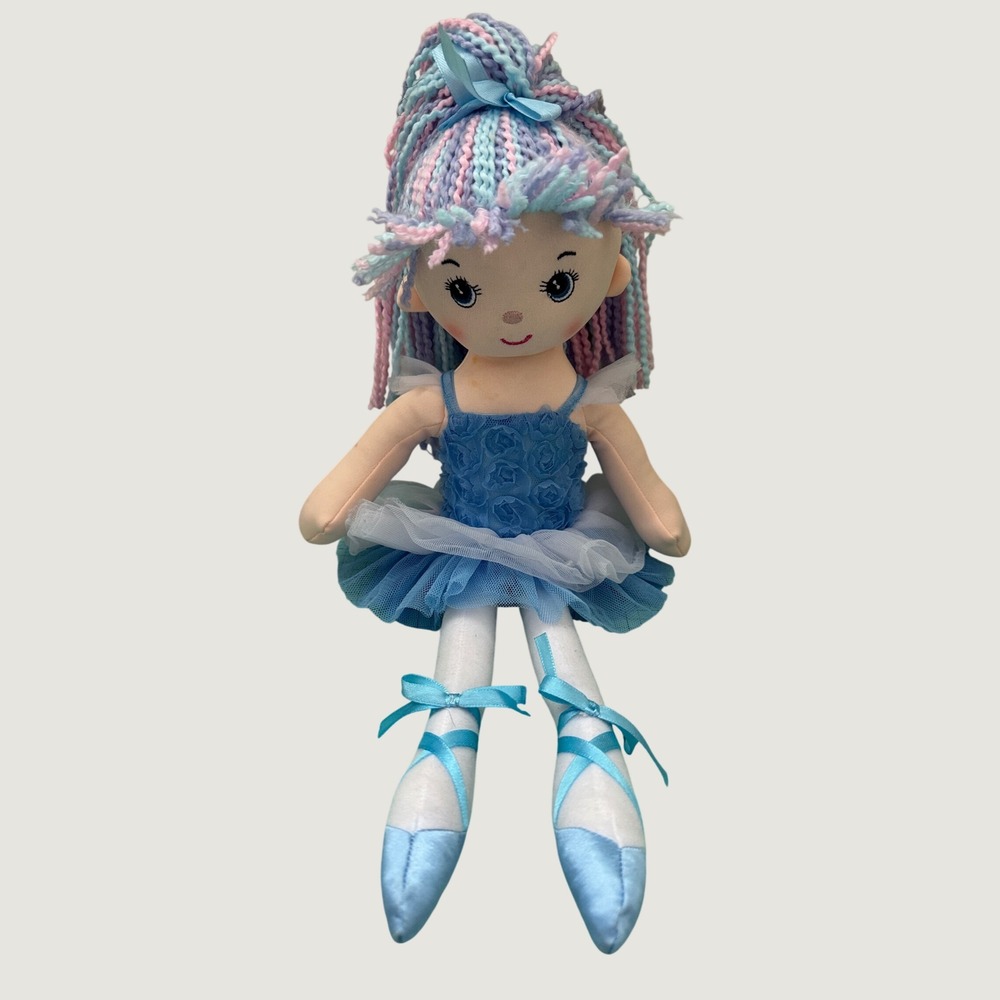 Ganz Soft Rag Doll Ballerina Blue Tutu Pink Yarn Hair 16 Inch Plush Toy